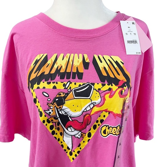 Cheetos Logo Woman’s T Shirt Cropped Short Sleeve Graphic Tee Pink XL. - Picture 2 of 5